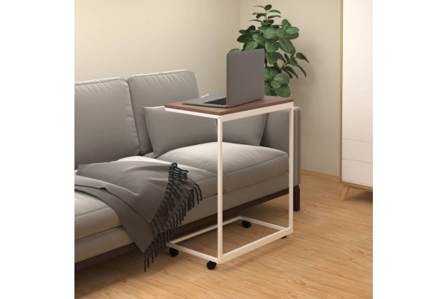 Table d'appoint avec roues Blanc 55x35x70 cm 