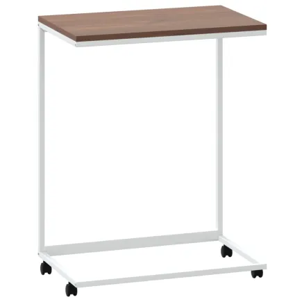 Table d'appoint avec roues Blanc 55x35x70 cm  2