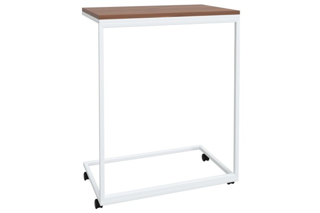 Table d'appoint avec roues Blanc 55x35x70 cm 