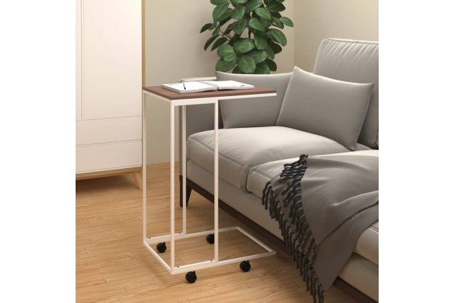 Table d'appoint avec roues Blanc 40x30x63,5cm 