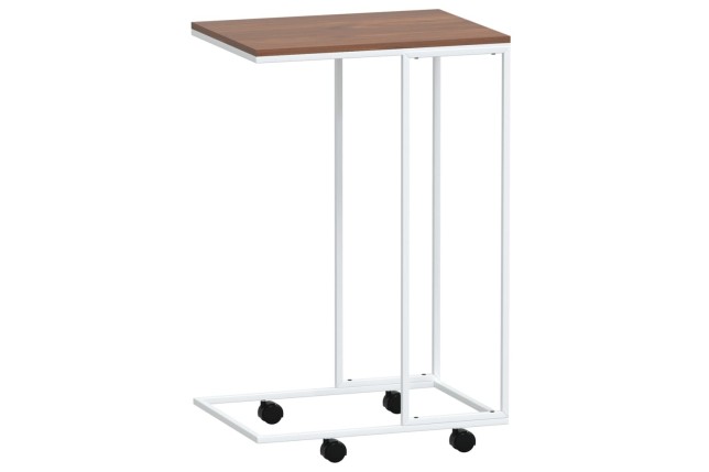 Table d'appoint avec roues Blanc 40x30x63,5cm 