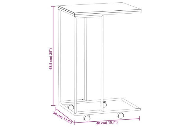 Table d'appoint avec roues Blanc 40x30x63,5cm 