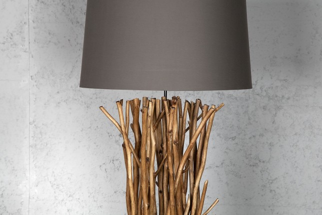 Lampadaire 175 cm en bois flotté coloris marron