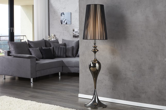 Lampadaire Design Baroque Noir en Fils de Nylon - Luminaire Chic