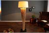 Lampadaire design 175 cm en bois flotté coloris blanc
