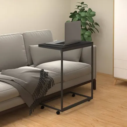 Table d'appoint avec roues Noir 55x35x70 cm 