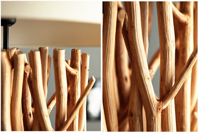Lampadaire design 175 cm en bois flotté coloris blanc