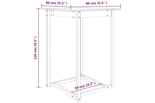 Table de bar 80x80x110 cm Bois massif de pin