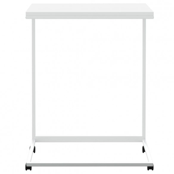 Table d'appoint avec roues Blanc 55x35x70 cm 