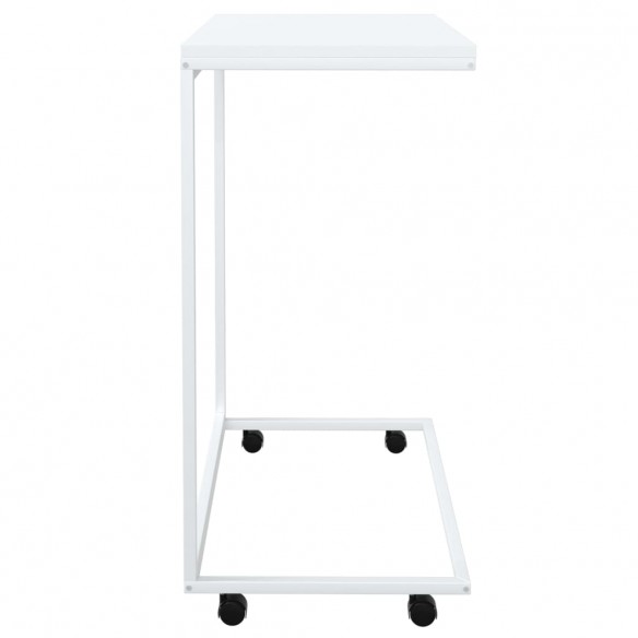 Table d'appoint avec roues Blanc 55x35x70 cm 
