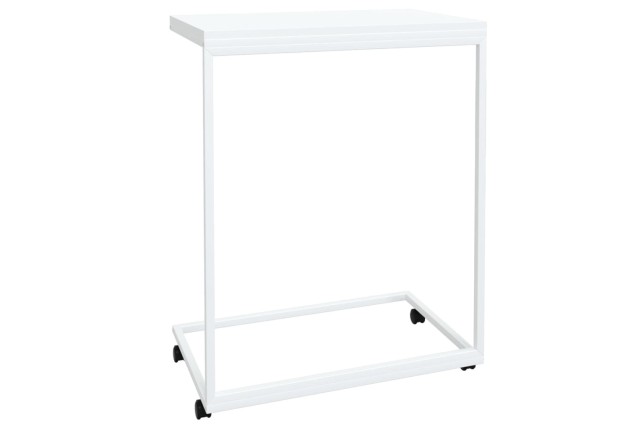 Table d'appoint avec roues Blanc 55x35x70 cm 