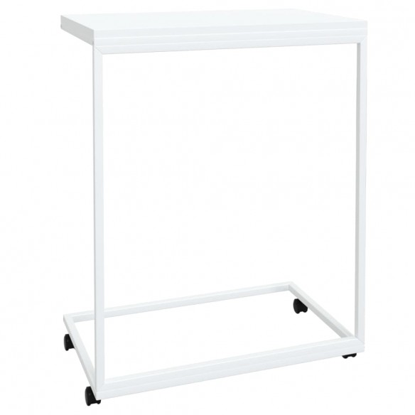 Table d'appoint avec roues Blanc 55x35x70 cm 