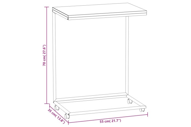 Table d'appoint avec roues Blanc 55x35x70 cm 