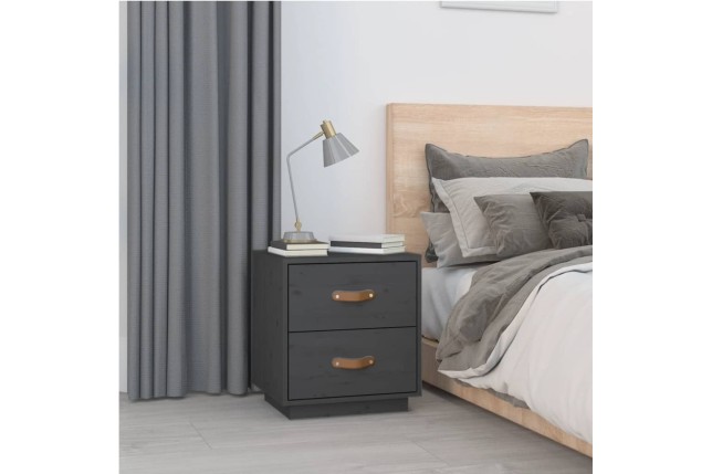 Table de chevet Gris 40x34x45 cm Bois de pin massif