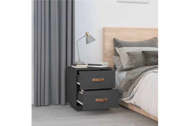 Table de chevet Gris 40x34x45 cm Bois de pin massif