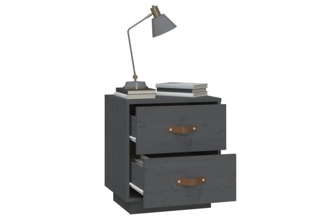 Table de chevet Gris 40x34x45 cm Bois de pin massif