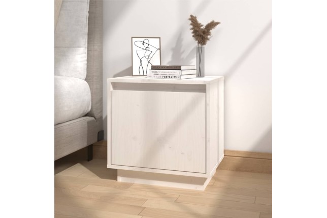 Table de chevet Blanc 40x30x40 cm Bois de pin solide