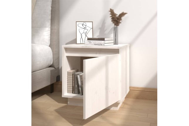 Table de chevet Blanc 40x30x40 cm Bois de pin solide