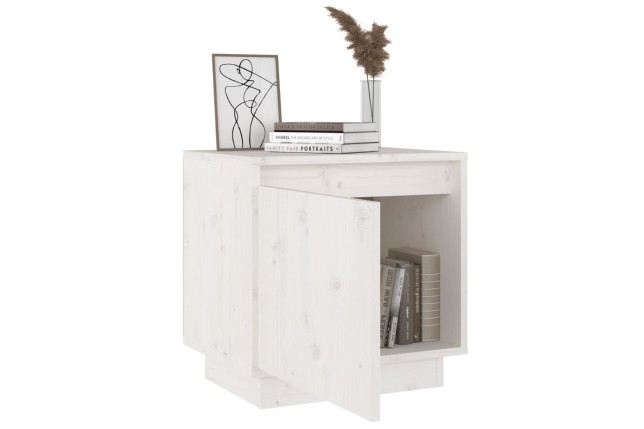 Table de chevet Blanc 40x30x40 cm Bois de pin solide