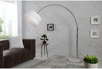 Lampadaire extensible design arc en lin blanc