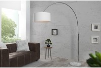 Lampadaire extensible design arc en lin blanc