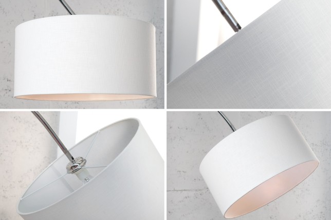 Lampadaire extensible design arc en lin blanc