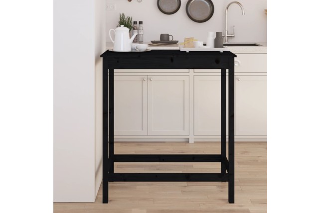 Table de bar Noir 100x50x110 cm Bois massif de pin