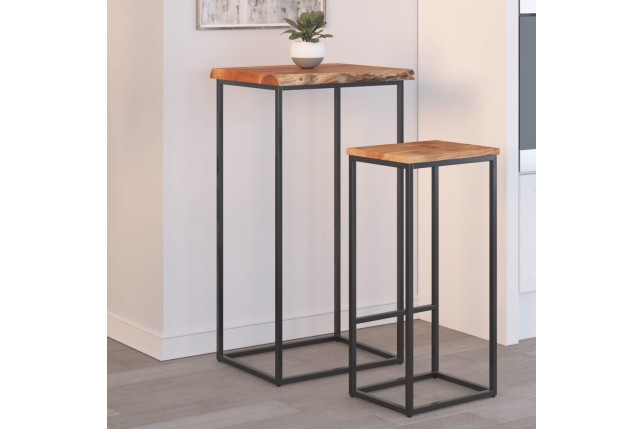 Table d'appoint 40x40x2,5cm bois massif acacia bordure assortie