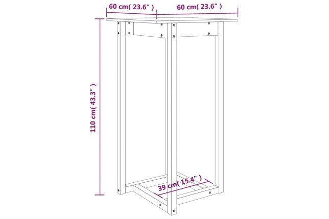Table de bar 60x60x110 cm Bois massif de pin