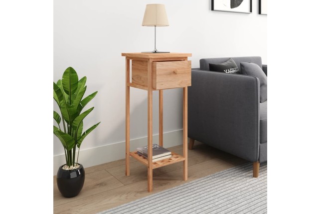 Table d'appoint avec tiroir 25x25x60 cm Bois massif de noyer