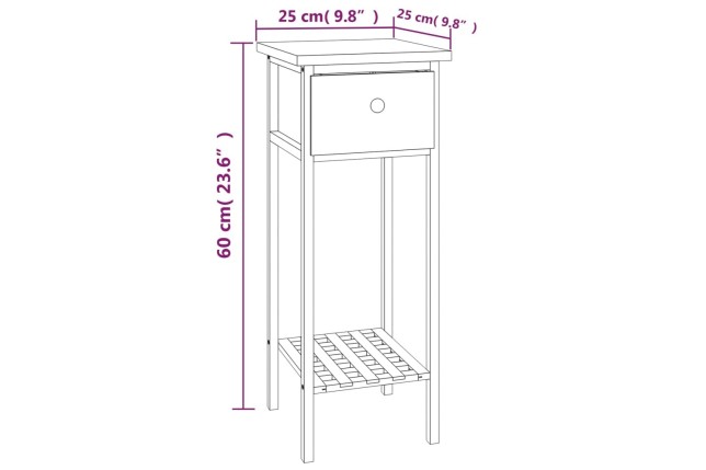 Table d'appoint avec tiroir 25x25x60 cm Bois massif de noyer