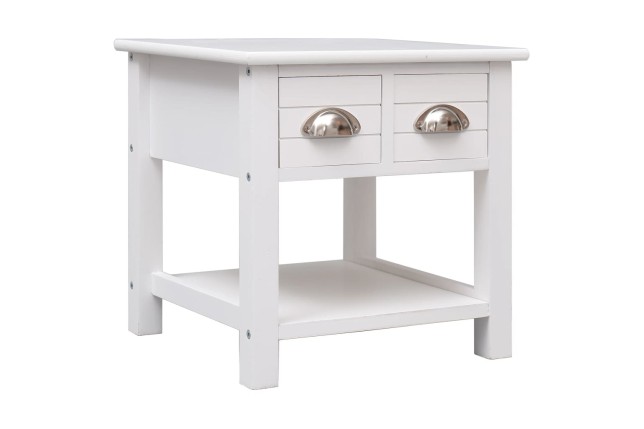 Table d'appoint Blanc 40x40x40 cm Bois de Paulownia
