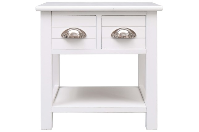 Table d'appoint Blanc 40x40x40 cm Bois de Paulownia