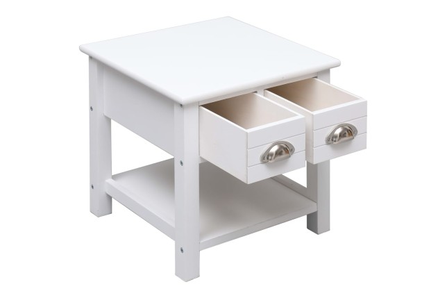 Table d'appoint Blanc 40x40x40 cm Bois de Paulownia