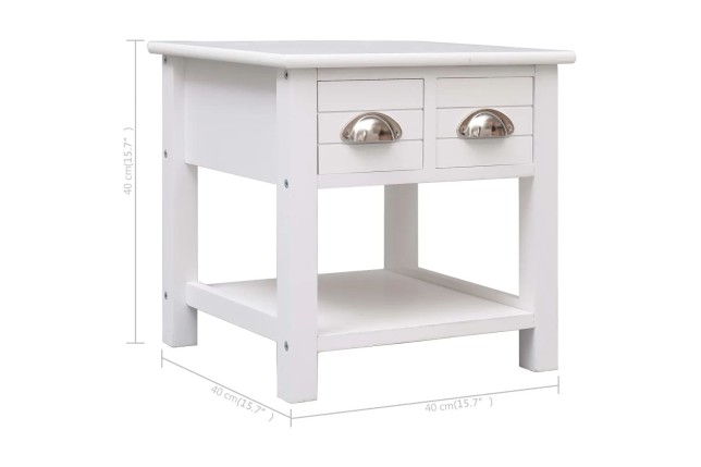 Table d'appoint Blanc 40x40x40 cm Bois de Paulownia