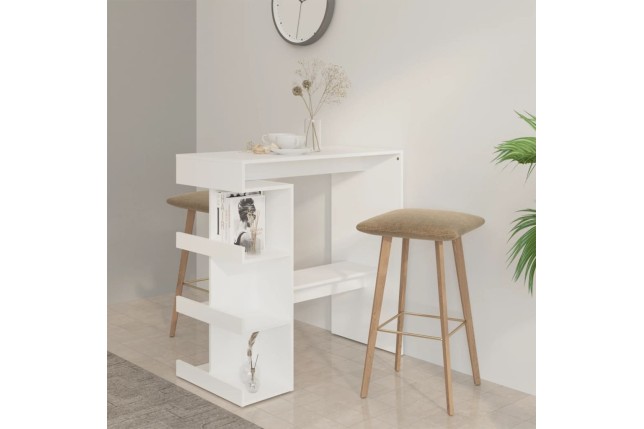 Table de bar étagère de rangement Blanc 100x50x101,5 cm