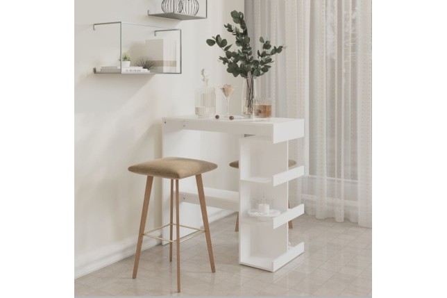 Table de bar étagère de rangement Blanc 100x50x101,5 cm