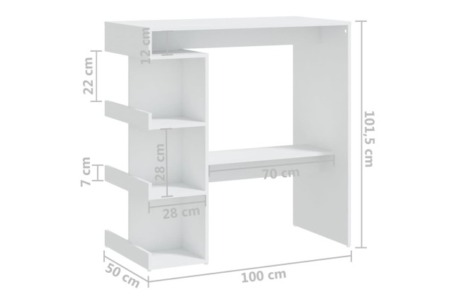 Table de bar étagère de rangement Blanc 100x50x101,5 cm