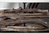 Lampe de 35cm en bois flotté et lin écrue