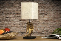 Lampe à poser 15 cm en bois flotté et lin beige