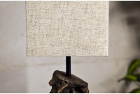 Lampe à poser 15 cm en bois flotté et lin beige