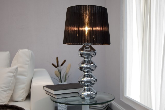Lampe en acier chromé de 70 cm avec abat-jour noir