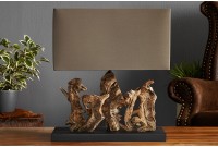 Lampe à poser  de 40cm en bois flotté et lin  brun