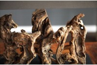 Lampe à poser  de 40cm en bois flotté et lin  brun