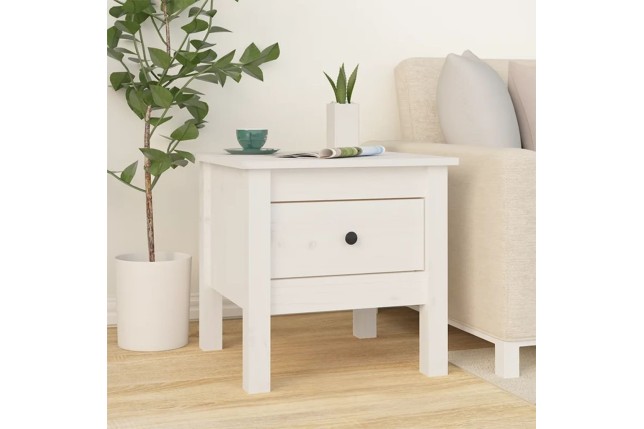Table d'appoint Blanc 40x40x39 cm Bois massif de pin
