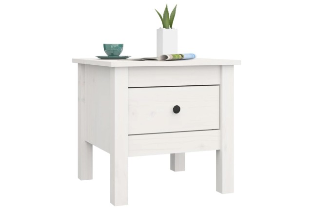 Table d'appoint Blanc 40x40x39 cm Bois massif de pin