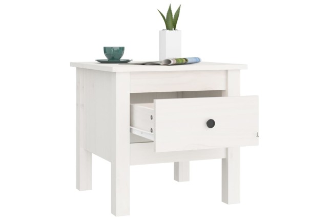 Table d'appoint Blanc 40x40x39 cm Bois massif de pin