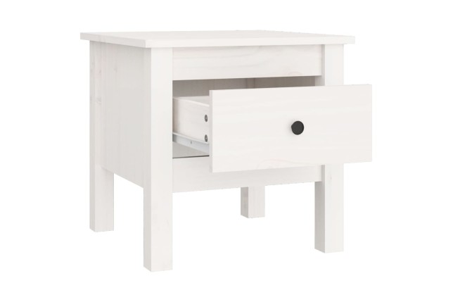 Table d'appoint Blanc 40x40x39 cm Bois massif de pin
