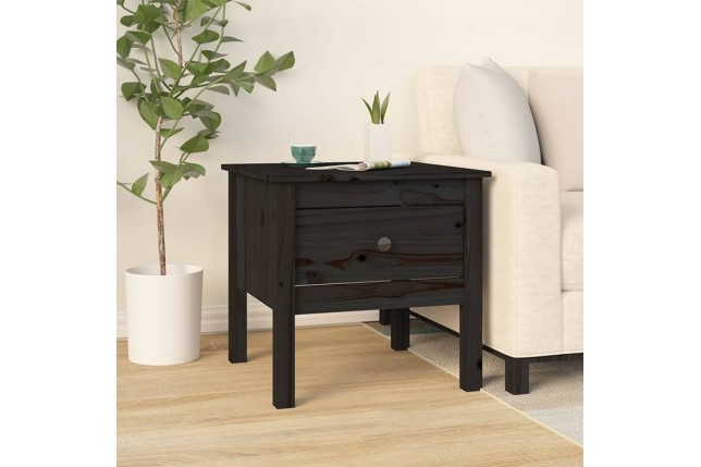 Table d'appoint Noir 50x50x49 cm Bois massif de pin