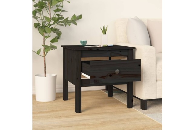 Table d'appoint Noir 50x50x49 cm Bois massif de pin